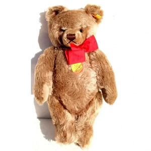 Vtg 1980s Steiff Teddy Bear Darker Brown 15 1/2" Button Plush Toy W/ Tag
